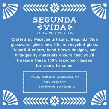 Segunda Vida Tortuga Tortoise Shell colored Stemless Wine Glasses Set - Hand Blown Colorful Wine Glasses - Amber 100% Recycled Glassware Made in Mexico, 13oz, Set of 2