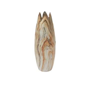Deco 79 Ceramic Decorative Vase Marbled Centerpiece Vase with Angled Edge Opening and Rust Accents, Flower Vase for Home Decoration 7" x 7" x 21", Beige