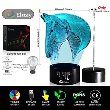 Elstey 3D Night Light - Touch Control 7 Color Lamp