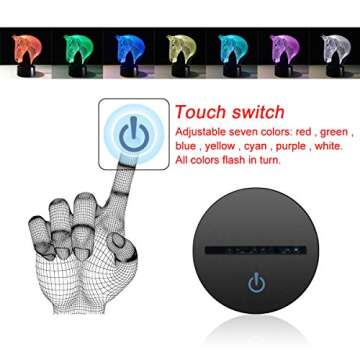 Elstey 3D Night Light - Touch Control 7 Color Lamp