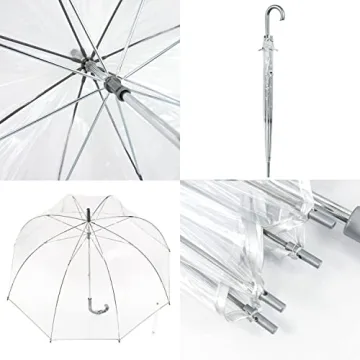 totes Women's Clear Bubble Umbrella – Transparent Dome Coverage – Large Windproof and Rainproof Canopy – Ideal for Weddings, Proms or Everyday Protection, Clear