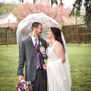 totes Women's Clear Bubble Umbrella – Transparent Dome Coverage – Large Windproof and Rainproof Canopy – Ideal for Weddings, Proms or Everyday Protection, Clear
