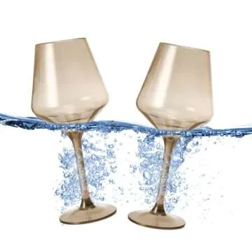 Acrylic Colored Wine Glasses | 2 Set | Shatterproof Tritan Drinkware, Unbreakable - European Design BPA-free plastic, Reusable, All Purpose Glassware, Floats on Water, Hand Wash 15oz (Smoke Grey)