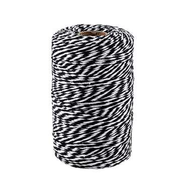 656 Feet Black and White Twine,200m Cotton Bakers Twine,Christmas Gift Wrapping Twine,Cotton Cord Kitchen Twine