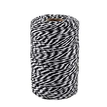 656 Feet Black and White Twine,200m Cotton Bakers Twine,Christmas Gift Wrapping Twine,Cotton Cord Kitchen Twine