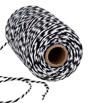 656 Feet Black and White Twine,200m Cotton Bakers Twine,Christmas Gift Wrapping Twine,Cotton Cord Kitchen Twine