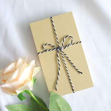 656 Feet Black and White Twine,200m Cotton Bakers Twine,Christmas Gift Wrapping Twine,Cotton Cord Kitchen Twine