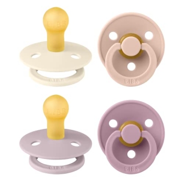 BIBS Pacifiers - Colour 4 Pack | Round Nipple Baby Pacifier | BPA Free Natural Rubber Latex Soother ...