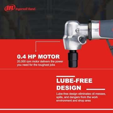 Ingersoll Rand 5102MAX Air Die Grinder – Right Angle, Ergonomic Grip, 0.4 HP and 20,000 RPM Motor, Lightweight Tool, Spindle Lock, Grey