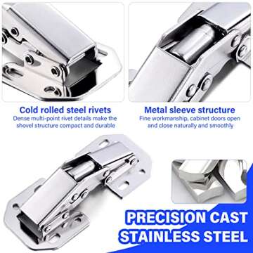 6 Pack Concealed Hinges with 48pcs Screws, 90 Degree Hidden Hinges for Drawer Furniture and Kitchen Cabinet