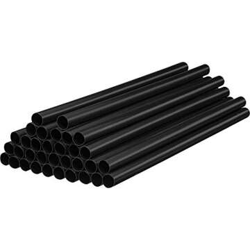 Black Jumbo Smoothie Straws, Black Disposable Wide-mouthed Large Milkshake Straws 9'' Inches High/Tall 100 pack