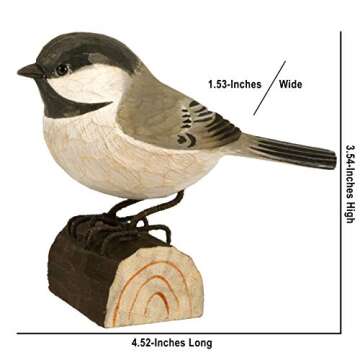 WILDLIFEGARDEN Wildlife Garden Black-Capped Chickadee DecoBird, Artisanal Hand-Carved Wood Replica, Ornithologist Approved Life-Like Figurine Designed in Sweden