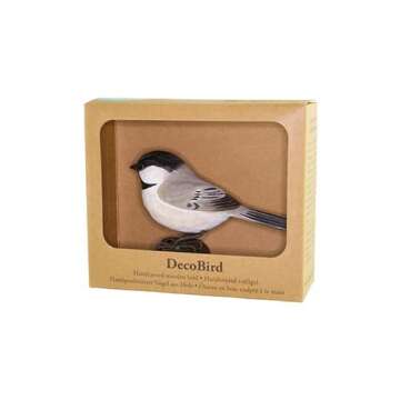 WILDLIFEGARDEN Wildlife Garden Black-Capped Chickadee DecoBird, Artisanal Hand-Carved Wood Replica, Ornithologist Approved Life-Like Figurine Designed in Sweden