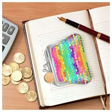 WisePoint Change Purse 2 Packs, Nylon Coin Purse for Women and Girls, Double Sided Sequin Coin Purses Coin Wallet with Kiss Lock Closure, Colorful Coin Pouch for Change, Keys, Lipstick