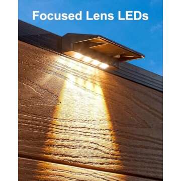 300 Lumens Solar Fence Lights, 4Pack Solar Powered Fence Lights Outdoor Waterproof LED with Fouced L...