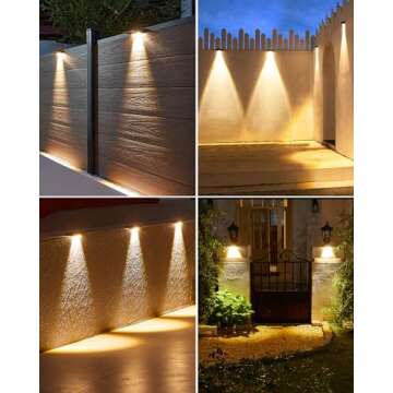 300 Lumens Solar Fence Lights, 4Pack Solar Powered Fence Lights Outdoor Waterproof LED with Fouced Lens, 3000K Adjutable Brightness Solar Step Lights for Wall Deck Yard Patio Railing Decor