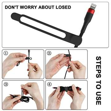 Nearockle 16Pcs Silicone Cable Straps Wire Organizer for Bundling Earphone, Phone Charger, Computer Cords, Reusable Cable Ties Cord Organizer in Home,Office,Kitchen,School(Black)