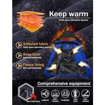 MAGCOMSEN Ski Jacket Men Snowboard Jackets for Men Waterproof Jacket Tactical Jacket Winter Coats for Men Parka Winter Jacket Rain Jacket Rain Coats Warm Jacket