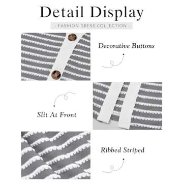 BTFBM Women Casual Long Sleeve Midi Striped Dress 2024