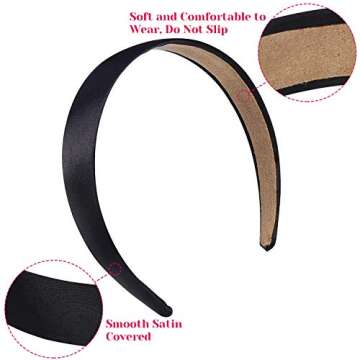 Anezus 16 Pcs Satin Headbands for DIY Hair Accessories