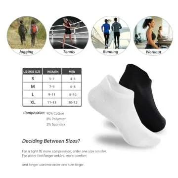 Varietyou 6 Pairs Ankle Socks Women's and Mens Thin Athletic Running Low Cut No Show Short Socks With Heel Tab