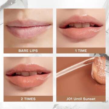 Mistine Makeup Lip Gloss Lip Plumber Non-sticky Tinted Lip Gloss Infused with 1% Peptide Moisturizing Shiny Lip Tint Hydrating Lifter Gloss Lightweight Feeling Lip Oil J01 Until Sunset 0.1 fl oz