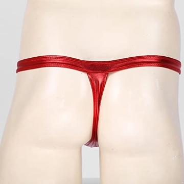 YONGHS Men's Sexy Shiny Zipper Thong G-String Underwear