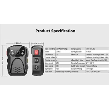 PatrolMaster 1296P Body Camera: Night Vision, Waterproof