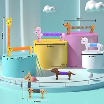 6Pcs Animal Pop Tubes Fidget Toys,Easter Basket Stuffers,Party Favors Classroom Prizes Birthday Gift...