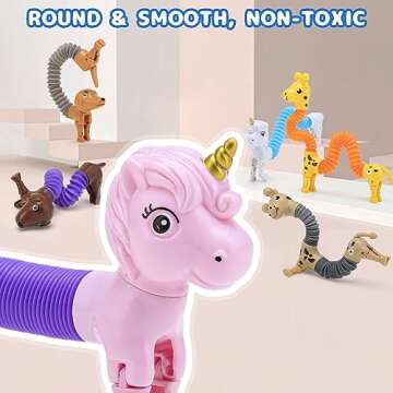 6Pcs Animal Pop Tubes Fidget Toys,Easter Basket Stuffers,Party Favors Classroom Prizes Birthday Gifts, Sensory Toys for Kids 3-8, Piñata Stuffers, Autism Toys