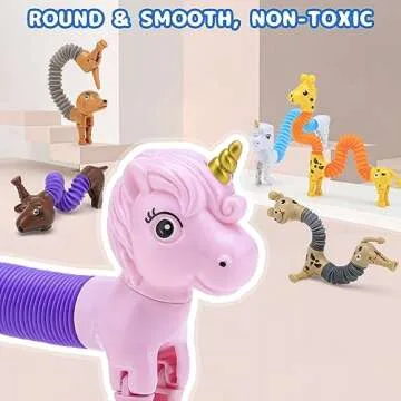 6Pcs Animal Pop Tubes Fidget Toys,Easter Basket Stuffers,Party Favors Classroom Prizes Birthday Gifts, Sensory Toys for Kids 3-8, Piñata Stuffers, Autism Toys