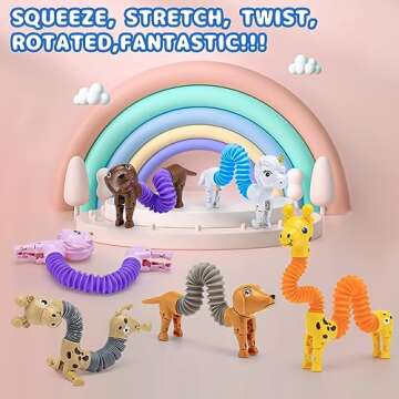 6Pcs Animal Pop Tubes Fidget Toys,Easter Basket Stuffers,Party Favors Classroom Prizes Birthday Gifts, Sensory Toys for Kids 3-8, Piñata Stuffers, Autism Toys