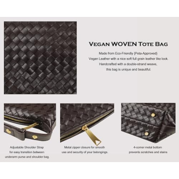 YLYYHH Vegan Leather Woven Tote Bag, Stylish & Durable