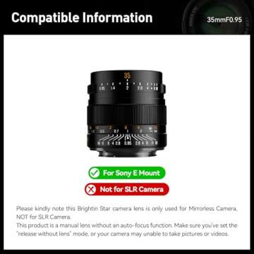Brightin Star 35mm F0.95 APS-C Large Aperture Manual Focus Mirrorless Camera Lens,Compatible with Sony ZV-E10, A7IV, A6400, A7II, A7SIII, A7III, A7C, A6600, A6100, A7RIV, A6000, A7RIII