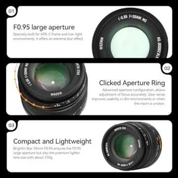 Brightin Star 35mm F0.95 APS-C Large Aperture Manual Focus Mirrorless Camera Lens,Compatible with Sony ZV-E10, A7IV, A6400, A7II, A7SIII, A7III, A7C, A6600, A6100, A7RIV, A6000, A7RIII