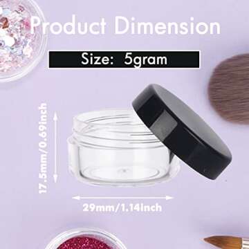 5 Gram Sample Containers with Lids, 100 Count 5ML Sample Jars, Empty Cosmetic Containers with Lids, ...