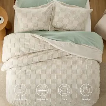 Bedsure Twin Comforter Set Beige Jacquard Design