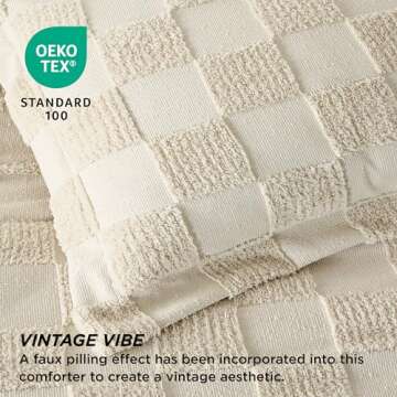 Bedsure Twin Comforter Set Beige Jacquard Design