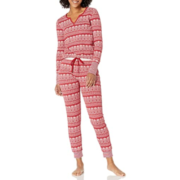 Mae Vintage Thermal Henley Pajama Set for Women - Cozy & Stylish