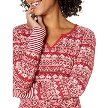 Mae Vintage Thermal Henley Pajama Set for Women - Cozy & Stylish