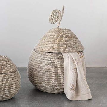 Hand-Woven Grass Pear Shaped Baskets - Set of 2