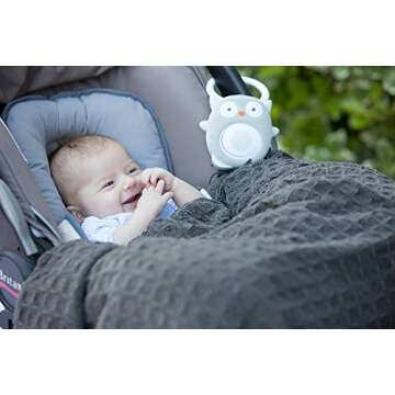 WavHello Portable Baby Sleep Soother - Rechargeable Bluetooth Noise Machine Travel Sound Speaker Great for Cribs, Strollers, Car Seat and More - Ollie The Owl Soundbub, Grey