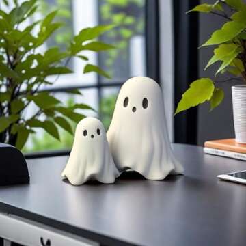 ZUZIF Halloween Ghost Figurine - Spooky Resin Ghost Statue, Cute Finger Ghost Ornaments, Perfect for...