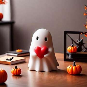 ZUZIF Halloween Ghost Figurine - Spooky Resin Ghost Statue, Cute Finger Ghost Ornaments, Perfect for Indoor & Porch Halloween Decor (B)