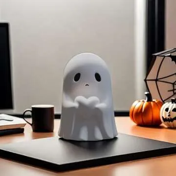 ZUZIF Halloween Ghost Figurine - Spooky Resin Ghost Statue, Cute Finger Ghost Ornaments, Perfect for Indoor & Porch Halloween Decor (B)