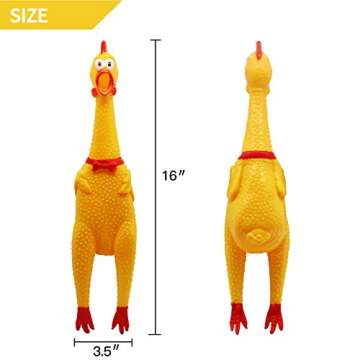 Novelty Place Squawking Chicken - Large 16” Yellow Rubber Squeeze Squeaky Toy