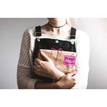 mmDay 200 Pieces 2 x 3 inch Pink Fragile Stickers Heavy-Duty Handle with Love Sticker Labels for Shipping Mailing Packing Envelope Gift Jewelry Bag - 200 Strong Adhesive Labels Per Pack (50 Sheets)