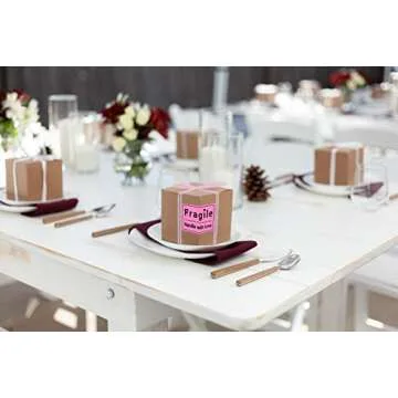 mmDay 200 Pieces 2 x 3 inch Pink Fragile Stickers Heavy-Duty Handle with Love Sticker Labels for Shipping Mailing Packing Envelope Gift Jewelry Bag - 200 Strong Adhesive Labels Per Pack (50 Sheets)