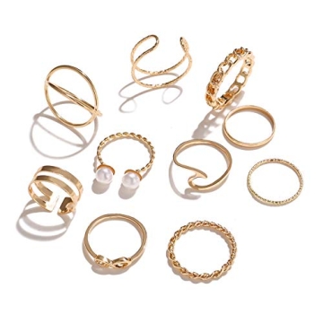 17 MILE 10 Pcs Gold Stackable Rings Set for Women