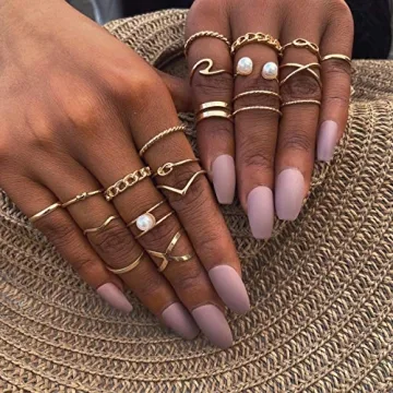 17 MILE 10 Pcs Gold Stackable Rings Set for Women